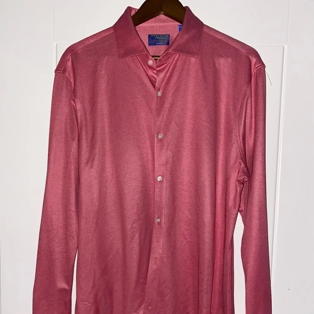 Perry Ellis Non-Iron‎ Slim Fit Dress Shirt Business Office Work Men 17.25/34/35